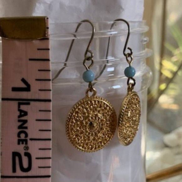 Gold Tone Circular dangle earrings - Picture 4 of 5